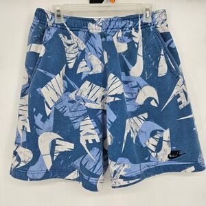 Nike Shorts Mens Medium Essentials All Over Print Blue White Sportswear